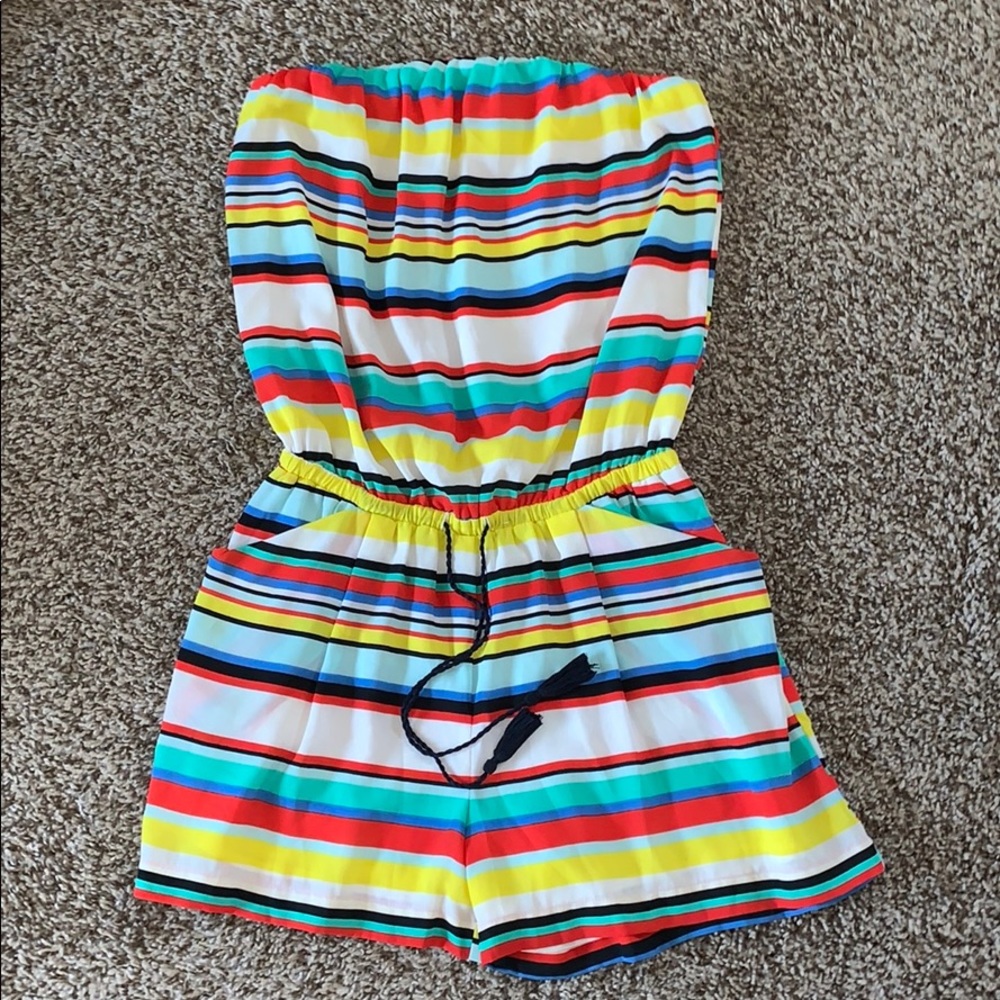 Multi-colored striped romper